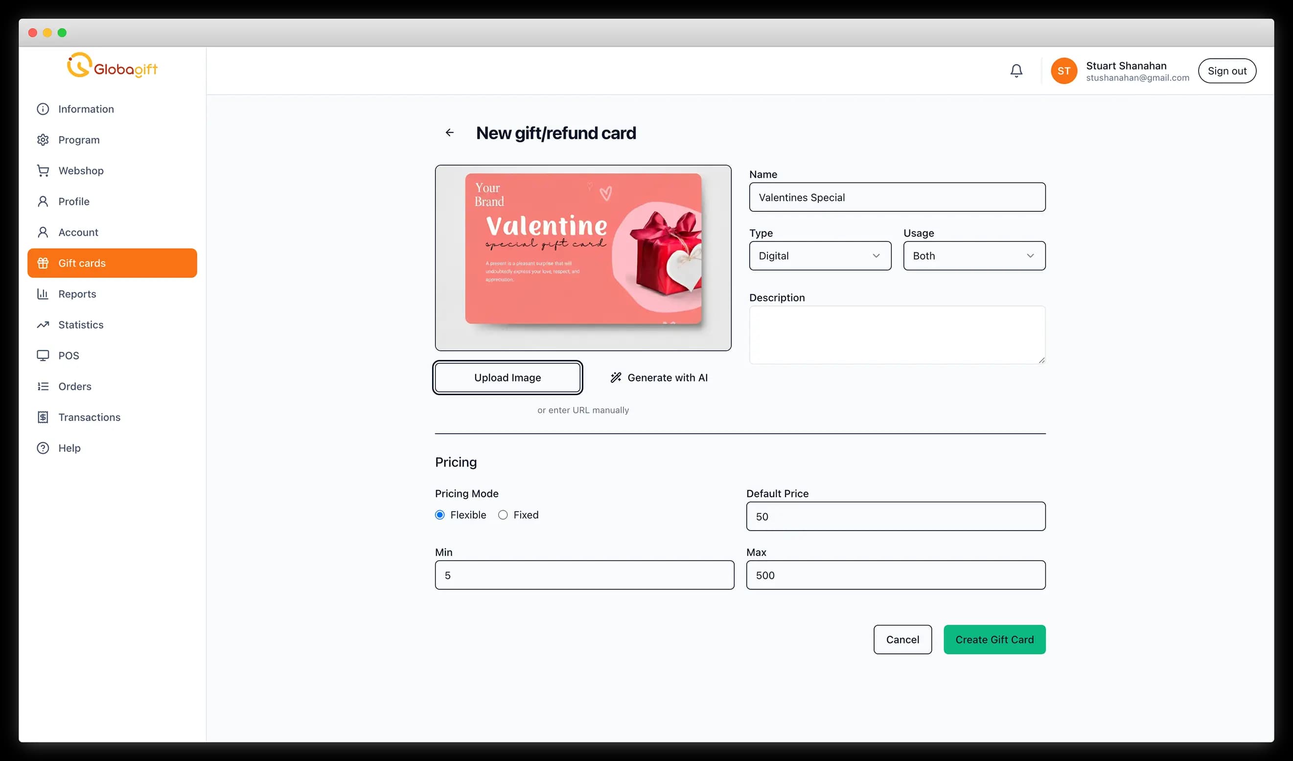 Card designer screenshot